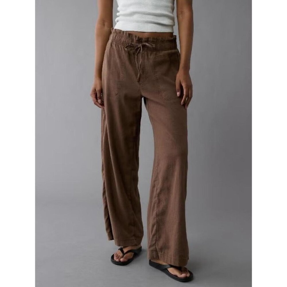 NWT American Eagle Wide Leg Linen Blend Trousers- L